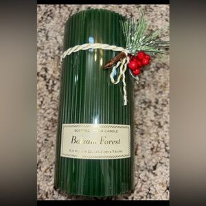 Threshold Holiday Balsam Forest Ribbed Pillar Candle- Scented Holiday/Christmas